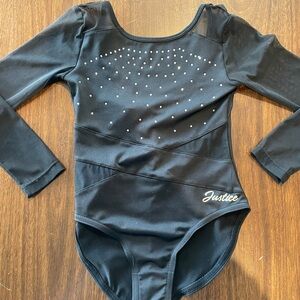 Girls leotard black sparkles long sleeve size XS 5/6